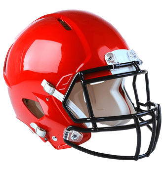 Glossy Red American Football Helmet with Black Facemask on Transparent Background png