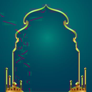 Frame decoration for islamic background with elegand green background vector