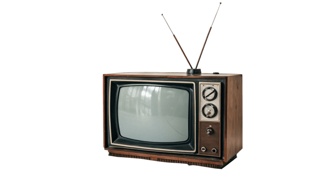 an old television with two antennas on it png