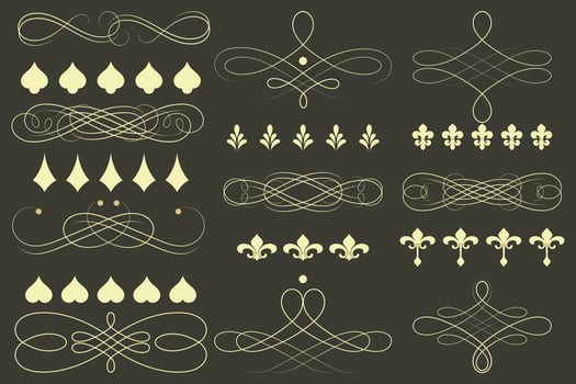 Collection of decorative vintage elements for design vector