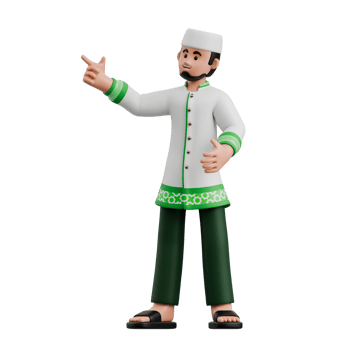 3D Muslim Man Pointing Directly png