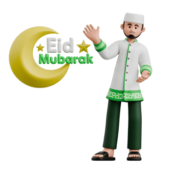 3D Muslim Man Greeting Eid Mubarak png