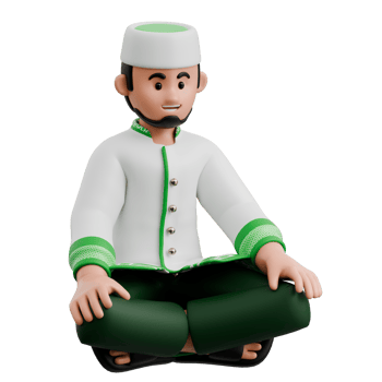 3D Muslim Man Sitting png