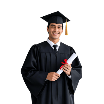 Excited Young Man In Graduation Attire Showcasing His Diploma Isolated On Transparent Background png