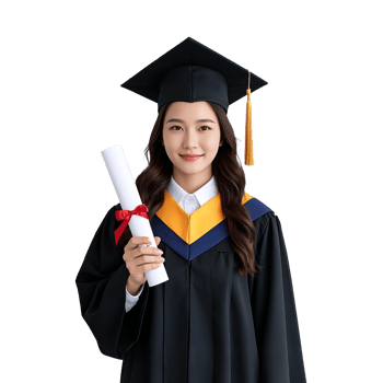 Excited Female Graduate In Cap And Gown Holding Diploma Transparent Background png