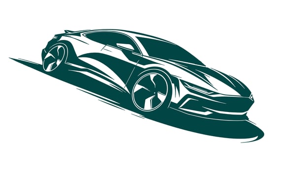 A green futuristic sports car on a white background vector