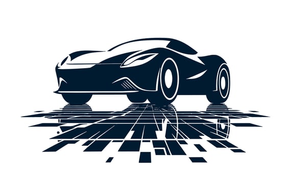 A black and white logo of a car on a white background vector