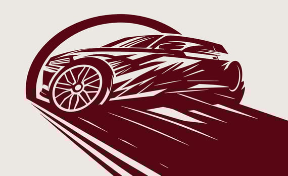 A car driving through a tunnel on a white background vector