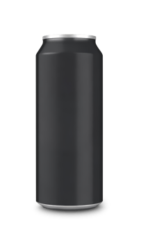 Black aluminum can standing on transparent background png