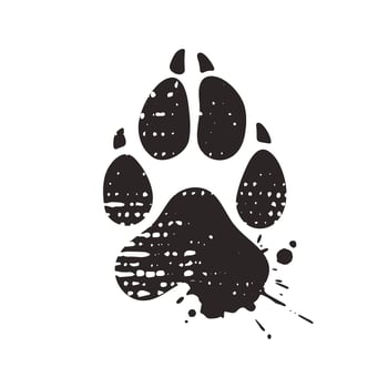 Dog paw print icon. Animal footprint in grunge style, illustration vector