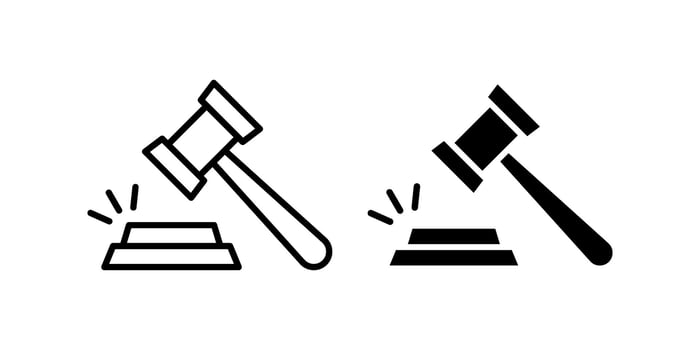 gavel Icon set .Symbol isolated white background. illustration. color editable. vector