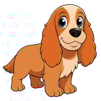 cute dog breed cavalier king charles cocker spaniel white background. illustration. vector