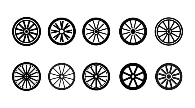 Wooden Wagon Silhouettes Set Vintage Cart Farm Vehicle Graphics vector