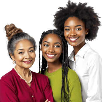 Three women standing together with their arms crossed png