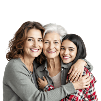Three women hugging each other and smiling png