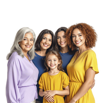 A group of women and a child are posing together png