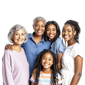 A family of four people smiling together png