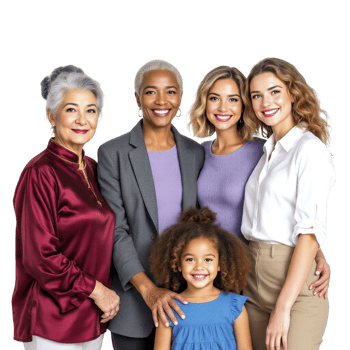 A group of women and a child standing together png
