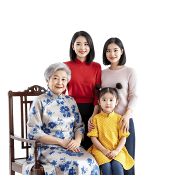 An asian family posing for a photo png