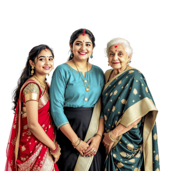 Three women in traditional indian clothing png