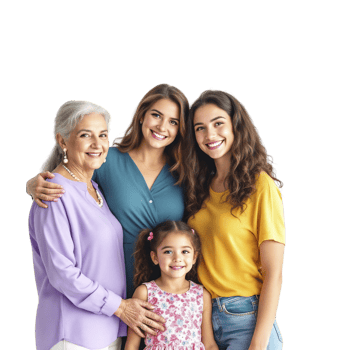 A family with two women and a girl png