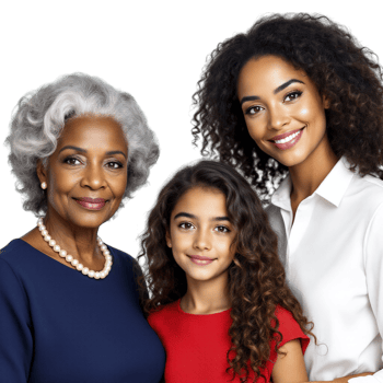 An older woman and two young girls png