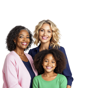 Three women and a child are smiling for the camera png