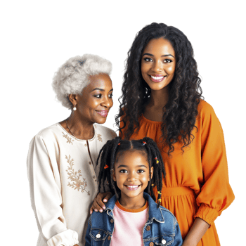 An african american woman and her two daughters png