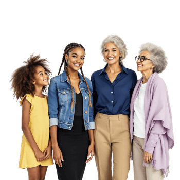 A group of women and children standing together png