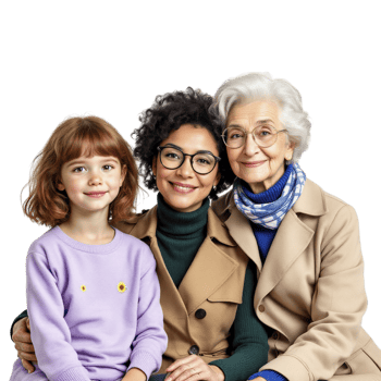 A woman and two children sitting on a couch png