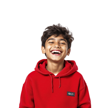 A boy in a red hoodie is laughing png