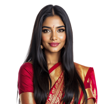 A beautiful indian woman in a red sari png