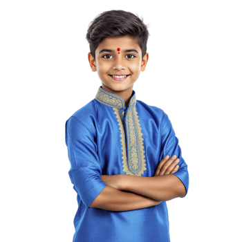 A young indian boy in blue kurta png