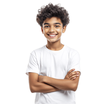 A young boy in a white t - shirt png