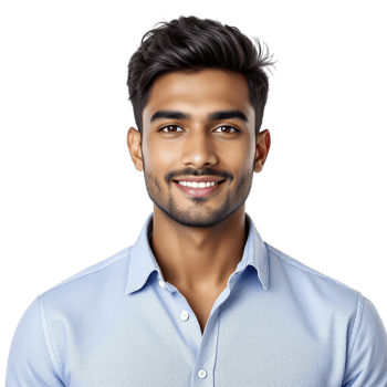 A man in a blue shirt smiling png