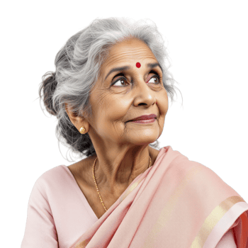 An older indian woman in a pink sari png