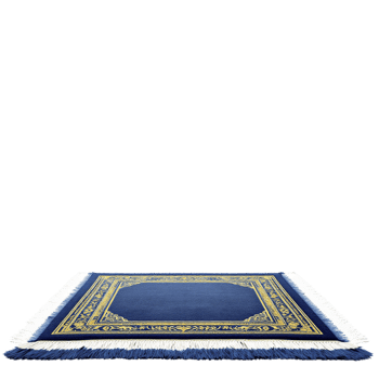 A blue rug with gold and blue borders png