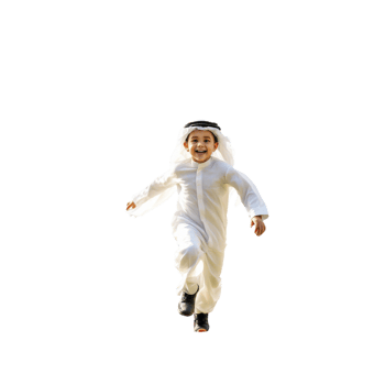 A young boy in a white outfit running png