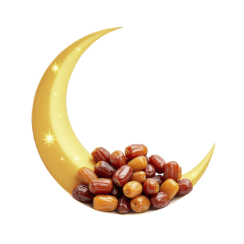 Dates and a crescent with stars on it png