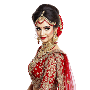 Beautiful indian bride in red and gold png