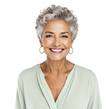 A woman with gray hair smiling png