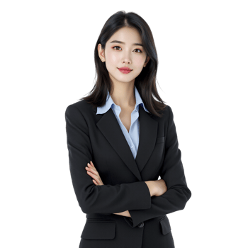 Asian business woman in black suit png