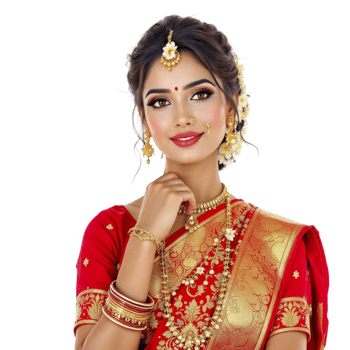 Beautiful indian bride in traditional red sari png