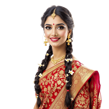 Beautiful indian woman in traditional sari png