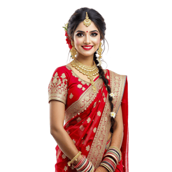 Beautiful indian bride in red sari png