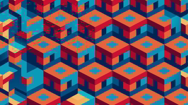 Isometric Cubes Seamless Pattern with a Geometric Design vector