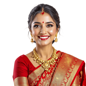 Beautiful indian woman in traditional sari png