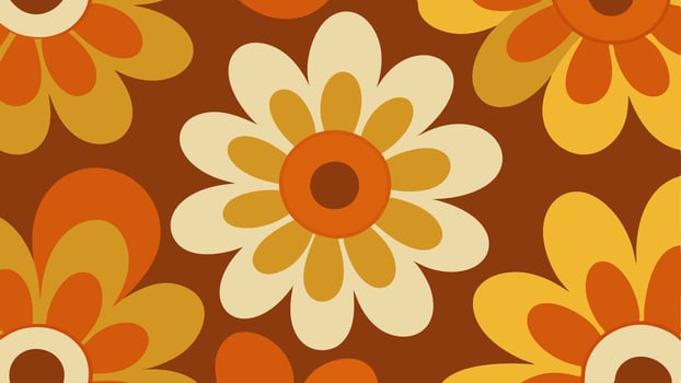 Retro Floral Pattern with Bold Daisy for Fabric and Wallpaper vector