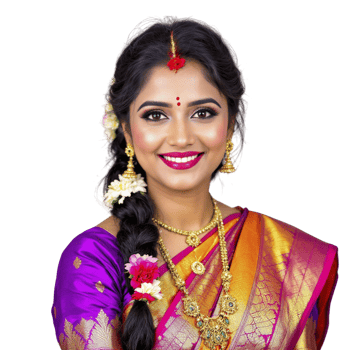 Beautiful indian bride in traditional sari png