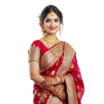 Beautiful indian woman in red sari png